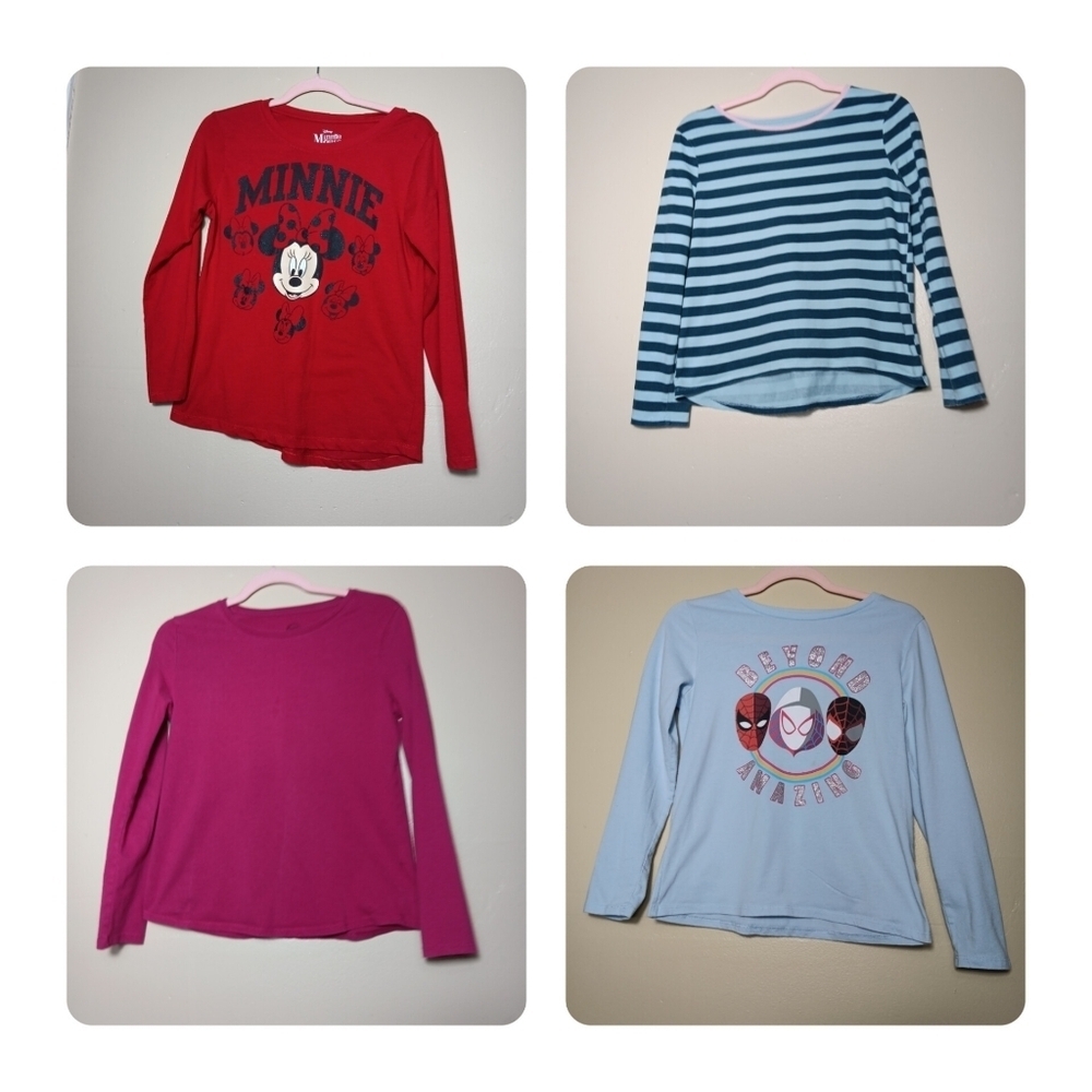 4 longsleeve girl shirts, Size XL. Disney, old Navy, Wonder Nation, Marvel.